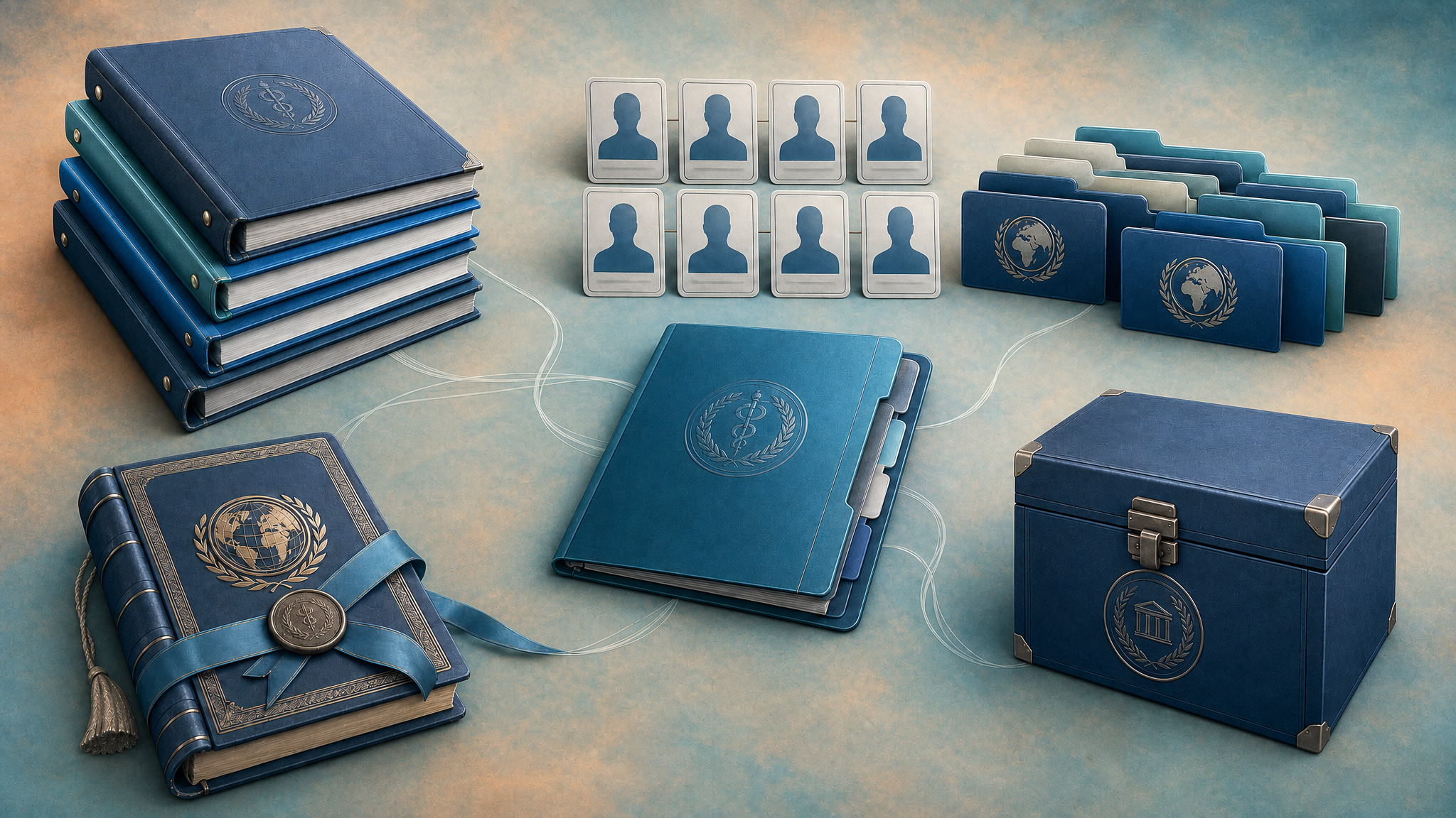 Illustration of a Medical Association Website featuring governance records, member profiles, institutional documentation, and organized information architecture.