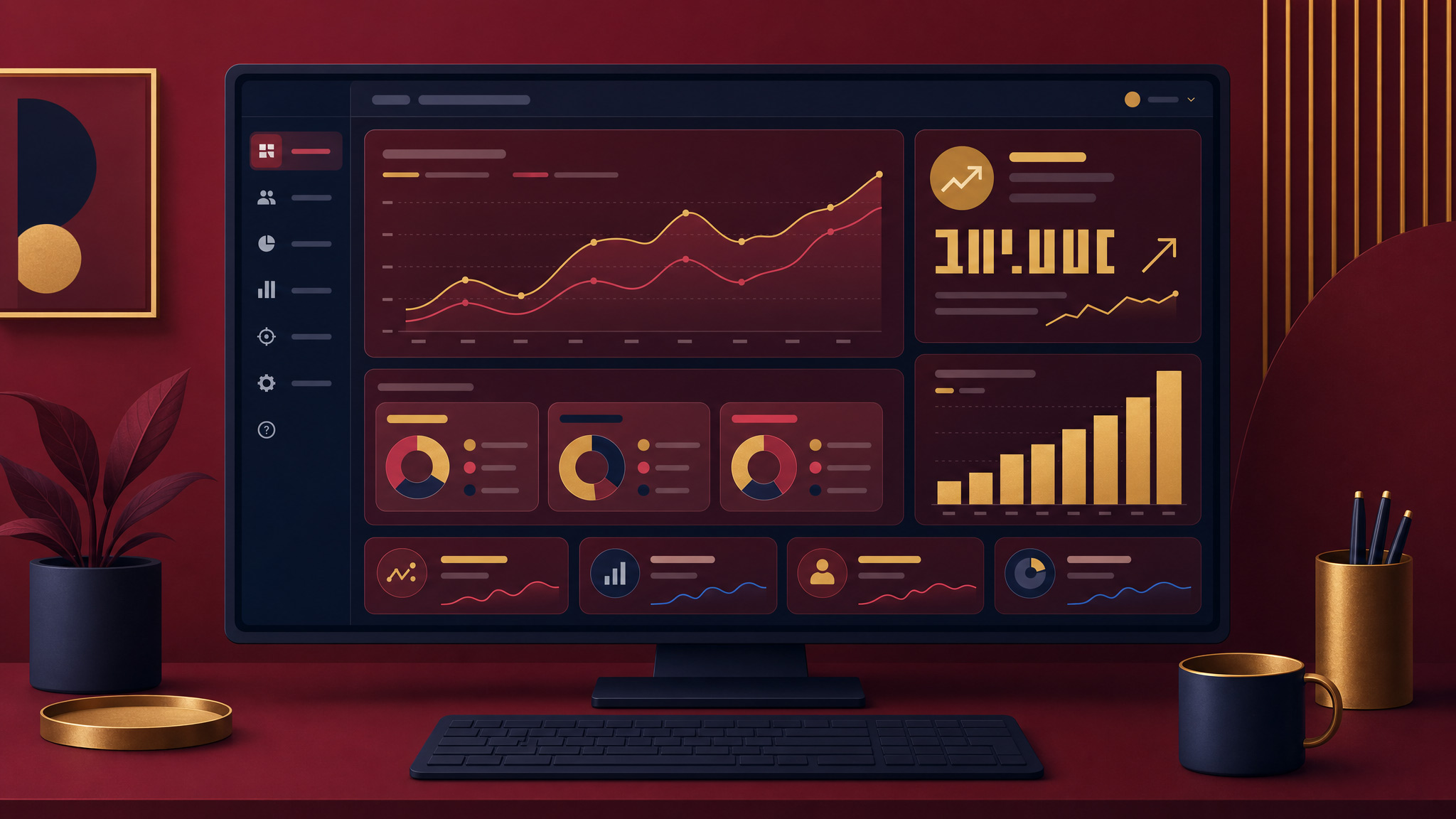Email Marketing Optimization dashboard illustration showing campaign analytics, audience segmentation, engagement metrics, and revenue performance.